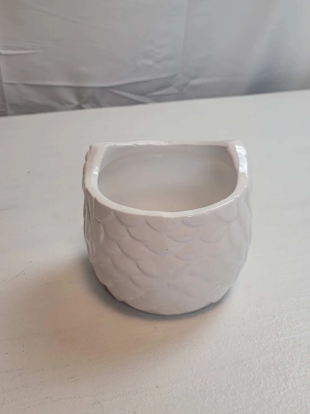 White Ceramic Owl Decorative Planter